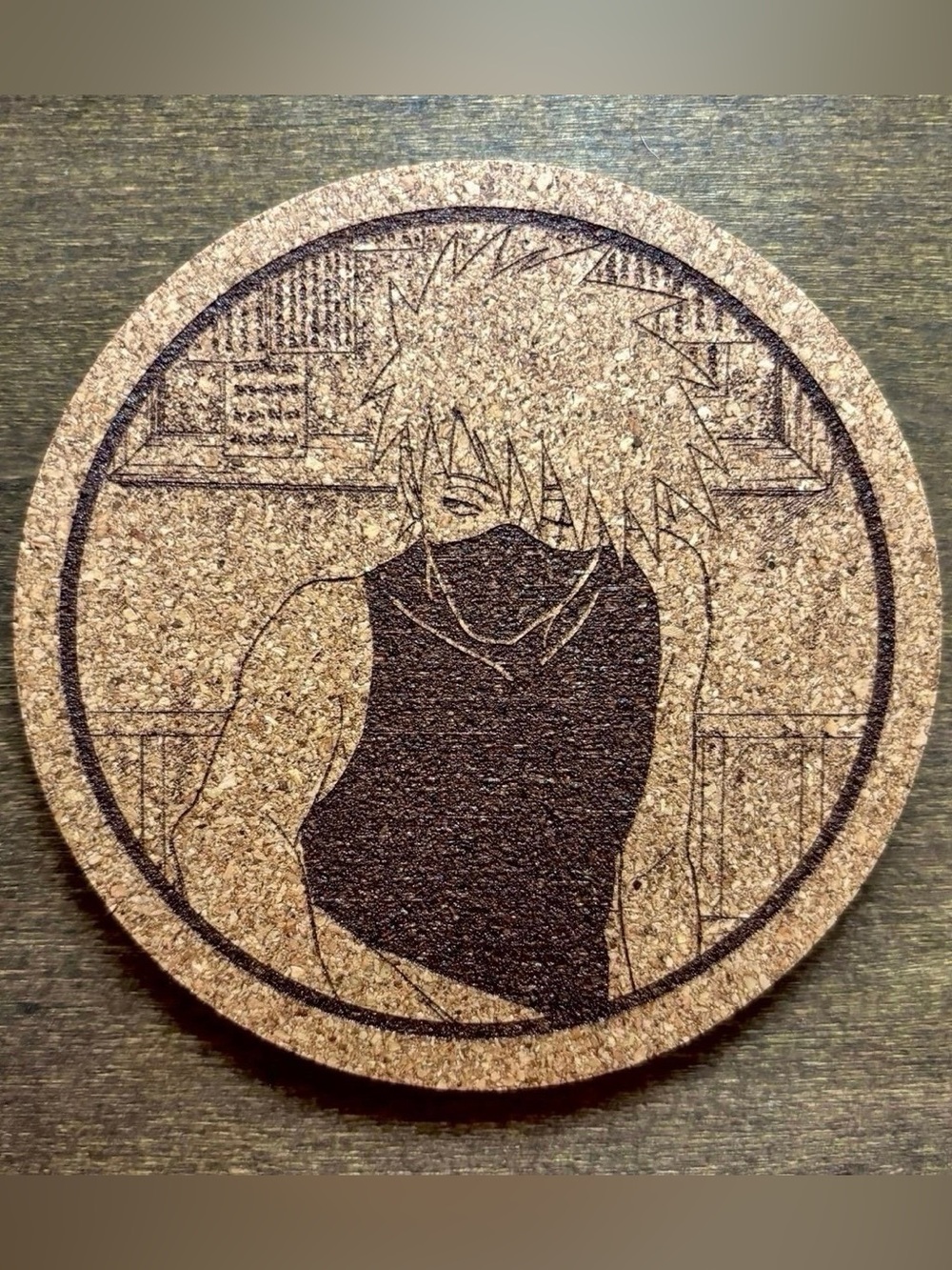 Naruto Kakashi Laser Engraved Cork Coaster #3